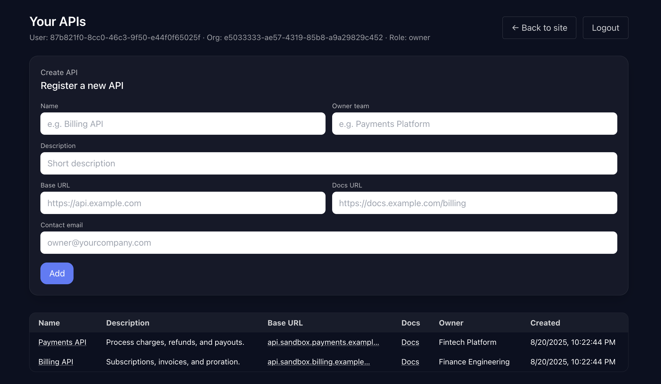 Smelinx dashboard: manage your APIs in one place